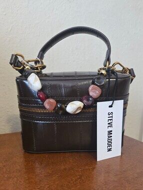 Steve Madden Brown Croc-Embossed Crossbody Handbag